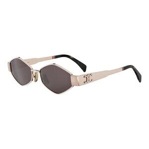 New CELINE Metal Triomphe Gold Square CL40254U 28A Sunglasses Women